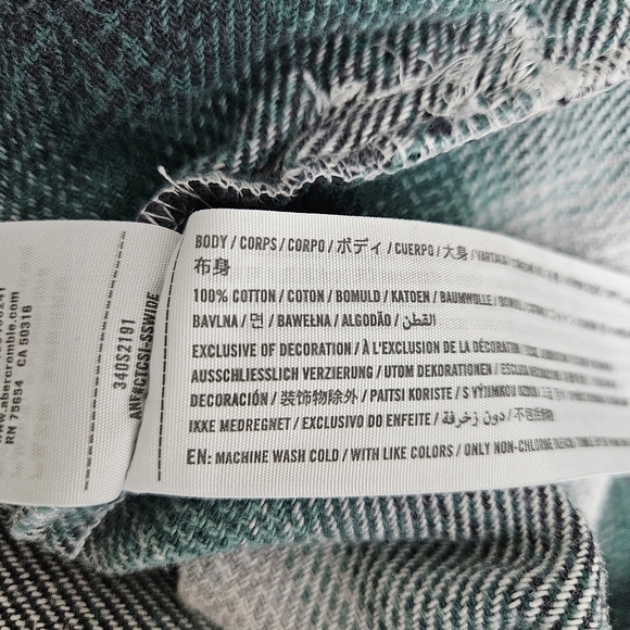 Hollister Boyfriend Flannel Shacket Green Plaid Long Sleeve Button Shirt Medium - Picture 6 of 6